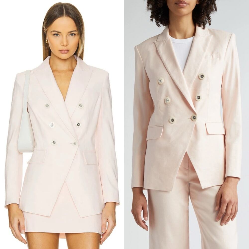 VERONICA BEARD Charleston Double Breasted Linen Blend Dickey Blazer